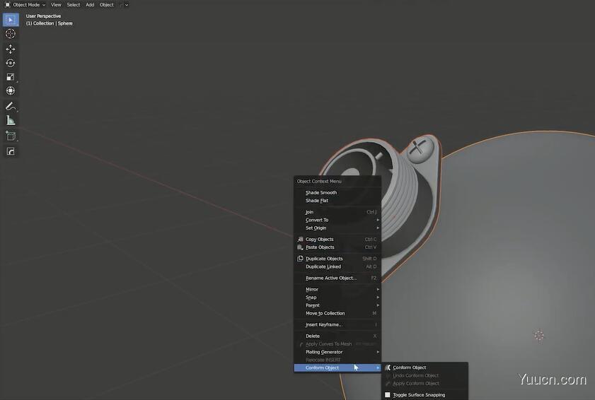 Blender表面贴合包裹插件 Conform Object V1.0.0 for Blender2.9+ 免费版(含教程)