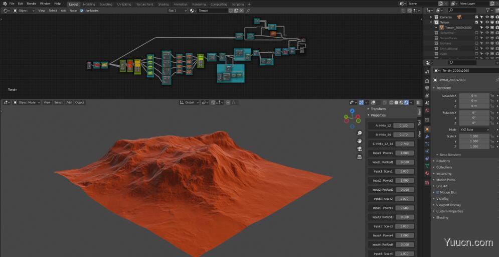 Blender程序化三维地形混合器插件Blender Terrain Mixer v1.91 免费版