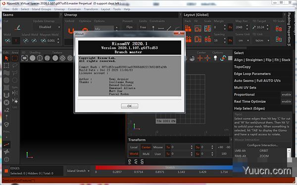 三维模型展UV软件 RizomLab RizomUV Real & Virtual Space v2020.1.107 破解安装版 64位