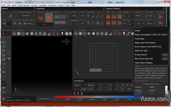 三维模型展UV软件 RizomLab RizomUV Real & Virtual Space v2020.1.107 破解安装版 64位
