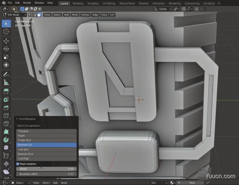 Blender布尔切割硬表面建模插件Grid Modeler v1.11.2 & v1.9.6 免费版(附方法)