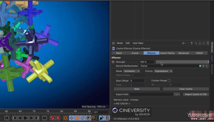 C4D运动图形学动画缓存烘焙插件CV-Effectors Cache Effector v1.0.06 中文版