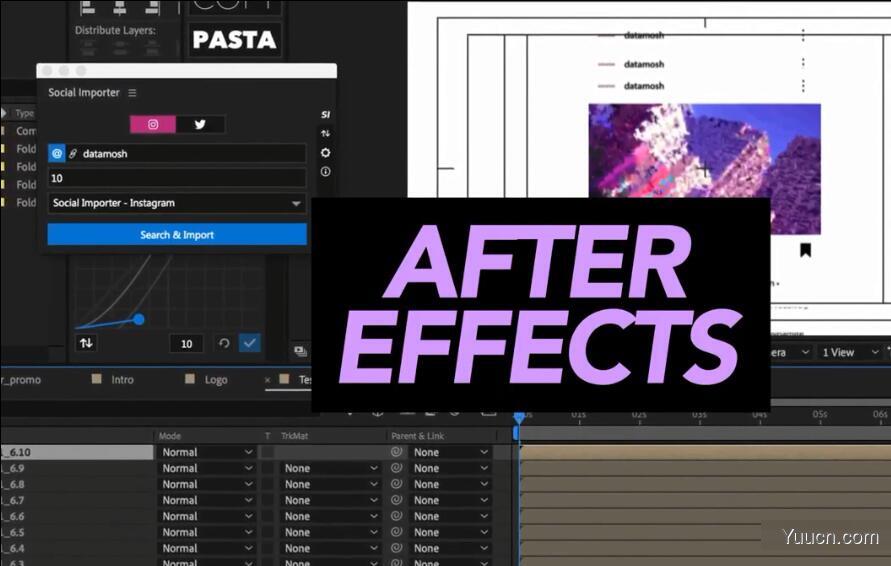Instagram/twitter内容导入动画AE脚本Aescripts Social Importer v1.0.3 使用教程