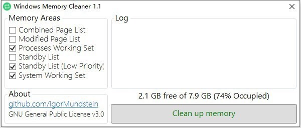Windows Memory Cleaner(内存清理工具) v1.1.0 绿色免费版