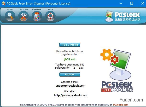 PCSleek Free Error Cleaner(注册表修复软件) v3.1.0 绿色注册版(附注册码)