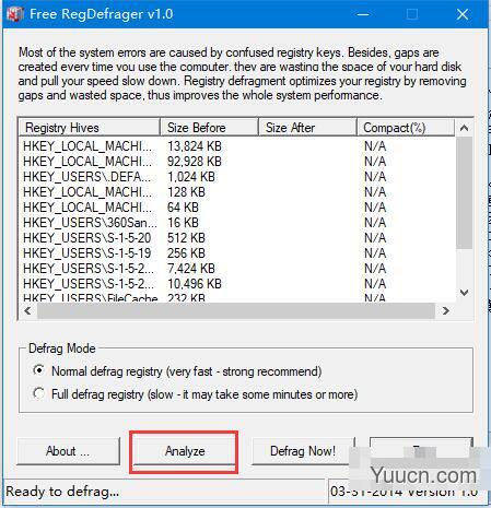 Free RegDefrager(注册表碎片清理工具) v1.0 免费绿色版(附使用教程)