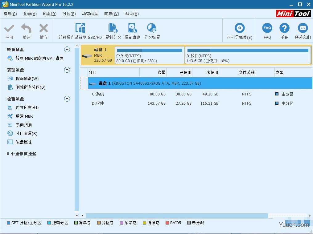 硬盘分区工具 MiniTool Partition Wizard Pro v10.2 64 免安装绿色单文件版