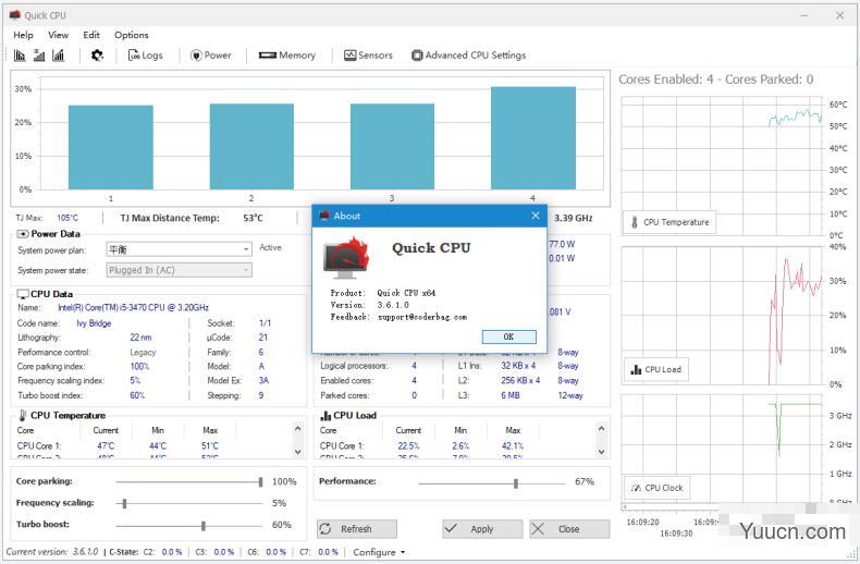 Quick CPU(CPU监测专业软件) 3.6.1.0 免费绿色便携版 64位