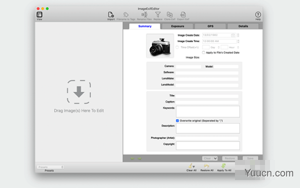 Image Exif Editor(图像Exif编辑工具) for Mac V5.1.1 苹果电脑版