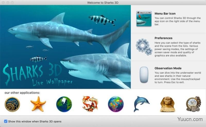 Sharks 3D(模拟鲨鱼生活习性的3D动态壁纸) for Mac v2.0.5 免激活破解版