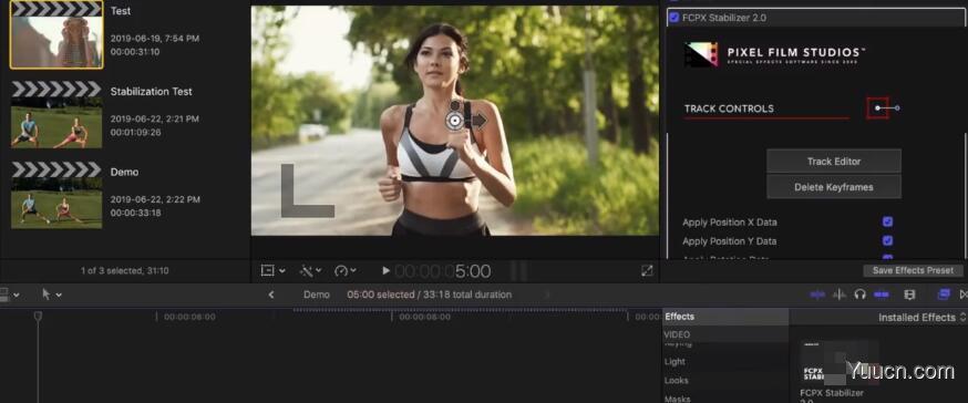 FCPX视频画面自动跟踪稳定防抖工具 Stabilizer 2.0 Mac 苹果电脑版