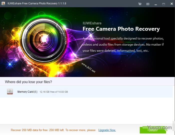 IUWEshare Free Camera Photo Recovery V7.9.9.9 英文安装版(附安装使用教程)